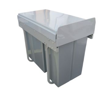 HOMCOM Poubelle de cuisine 2 compartiments de 2 x 30L, avec pédale, en acier inoxydable, couvercle à fermeture douce | France