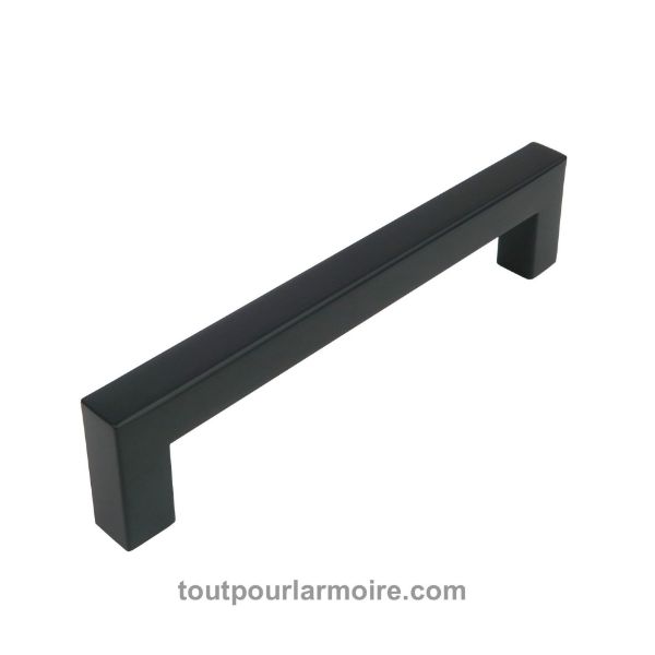 Image de Poignée d'Armoire FUZO Carrée Noire 128 mm (5'')