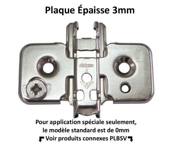 Image de Plaque Blum 3mm à Ajustement Excentrique Sans Vis Euro